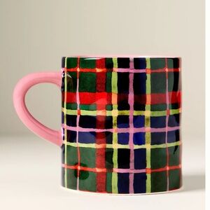 Anthropologie Tartan Plaid Stoneware Mug